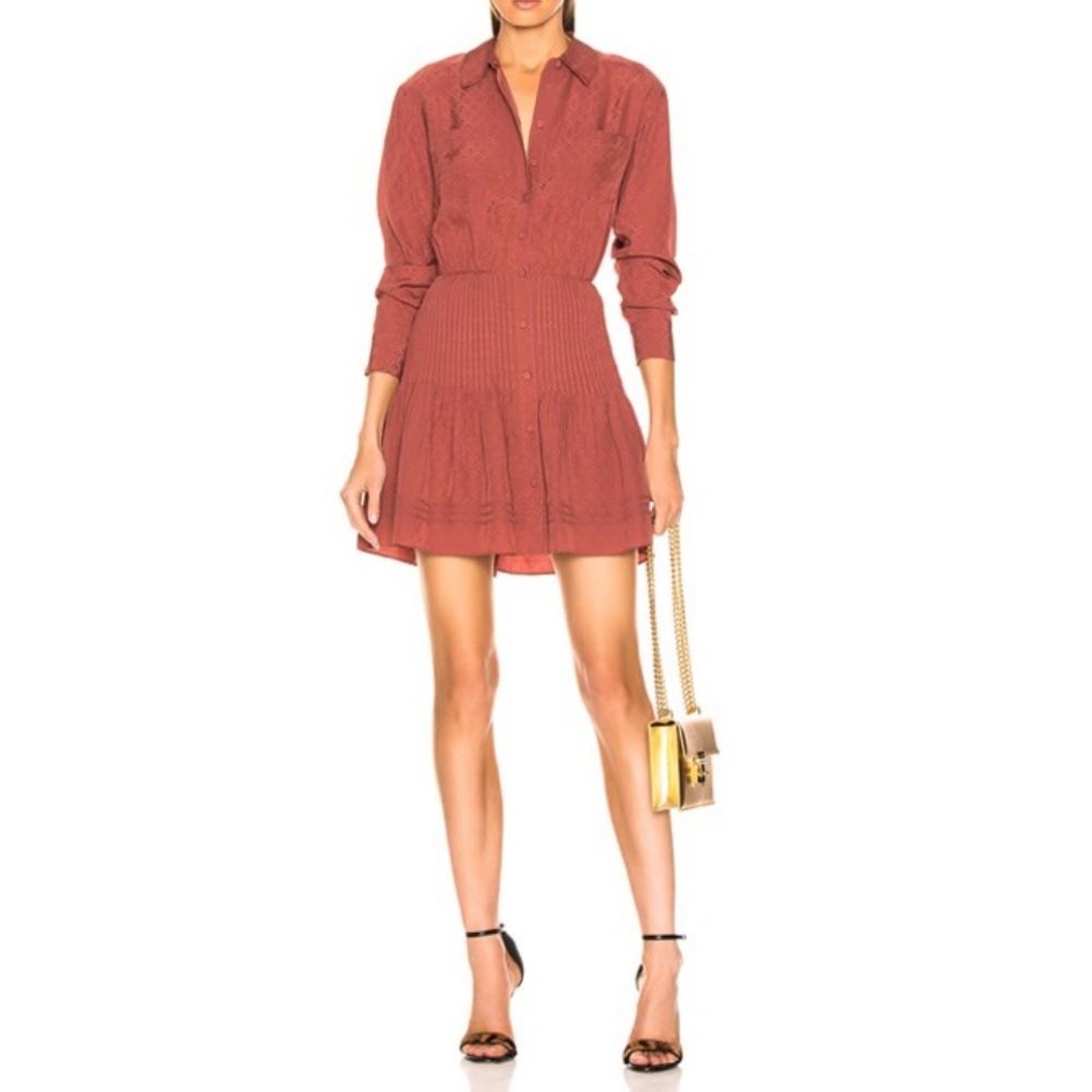 VERONICA BEARD Rory mini dress in Currant, with pleated skirt, size 12